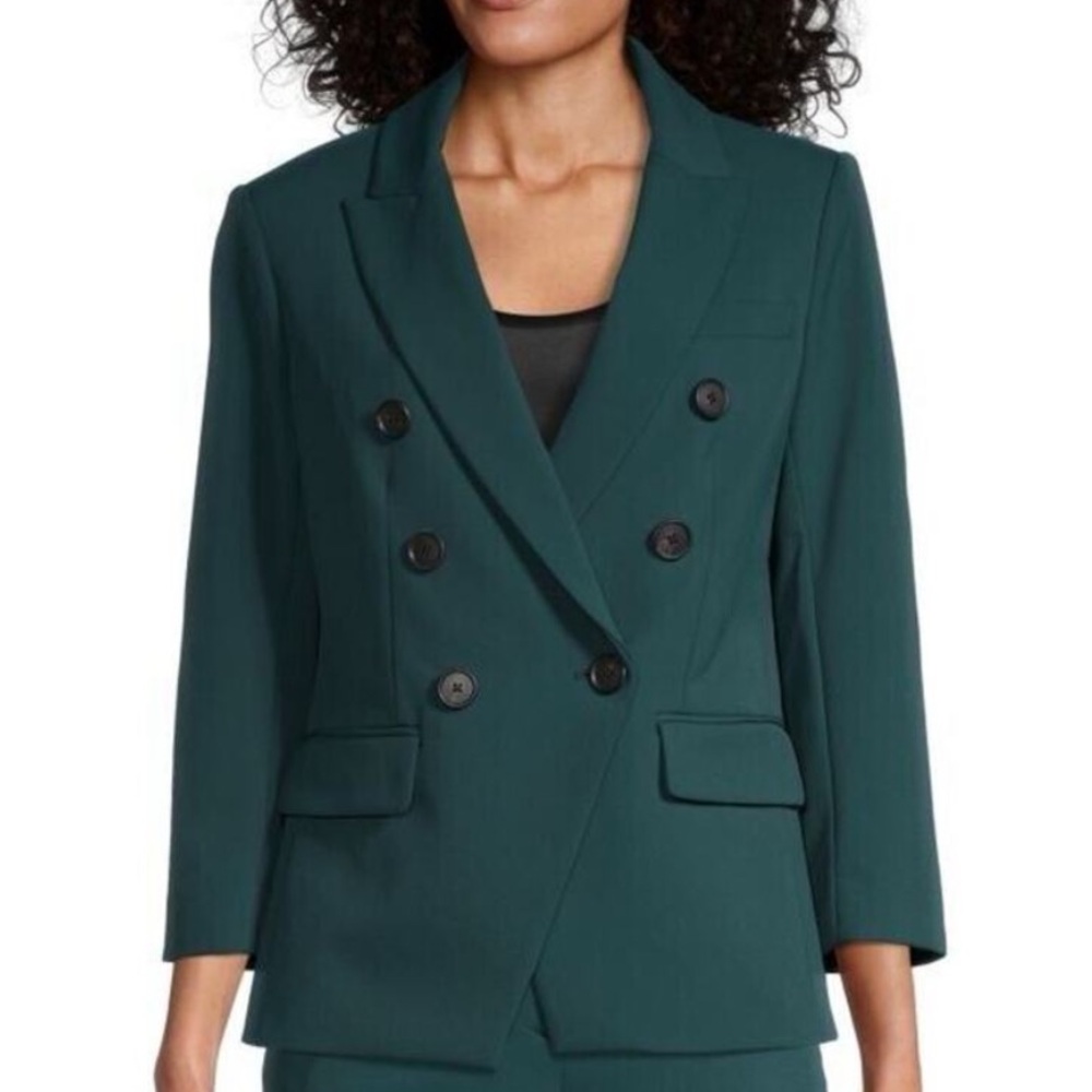 Veronica Beard Teal Double-Breasted Blazer